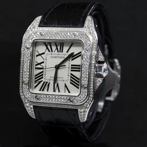 santos 100 cartier replica watch|cartier santos 100 diamond bezel.